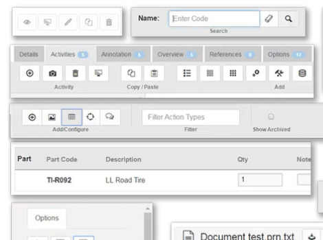 Previous application pages with usability issues highlighted