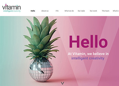 A screenshot of the Vitamin website home page